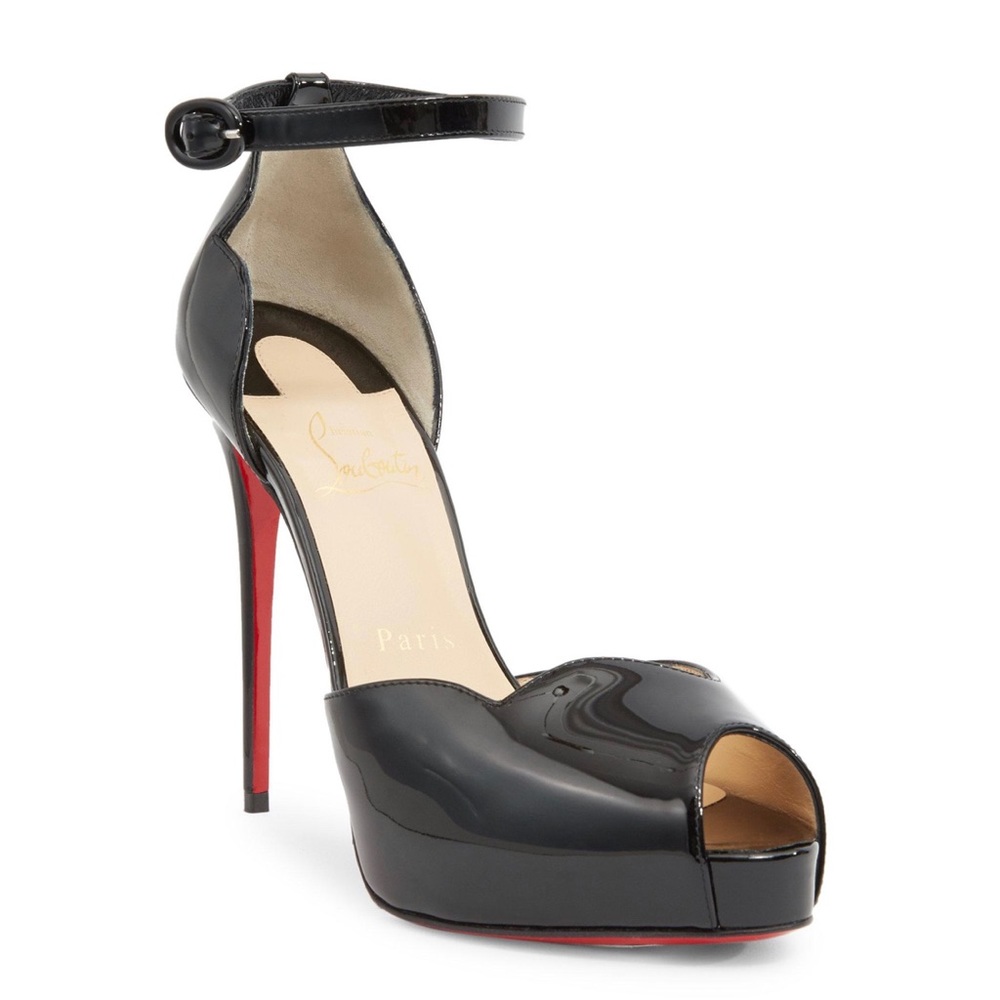 Christian Louboutin Black Peep-Toe Heels